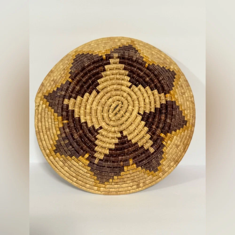 African Coil Swirl Designed Wall Basket Bowl~One Of A Kind~Unique Art Vintage